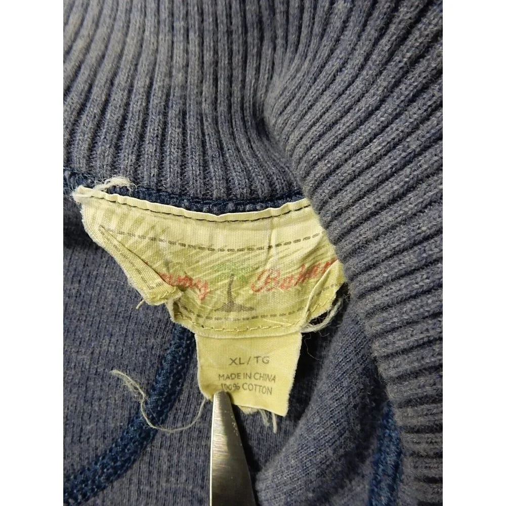 Tommy Bahama 1/4 Zip MARLIN Reversible Pullover Sweater‎ (Men's XL) Blue